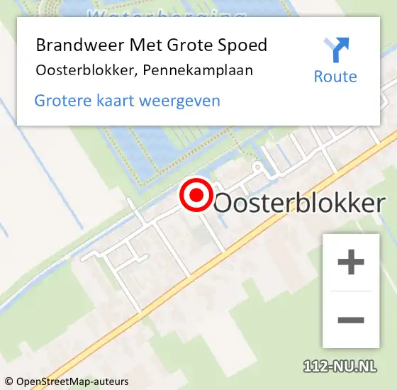 Locatie op kaart van de 112 melding: Brandweer Met Grote Spoed Naar Oosterblokker, Pennekamplaan op 14 september 2014 03:24