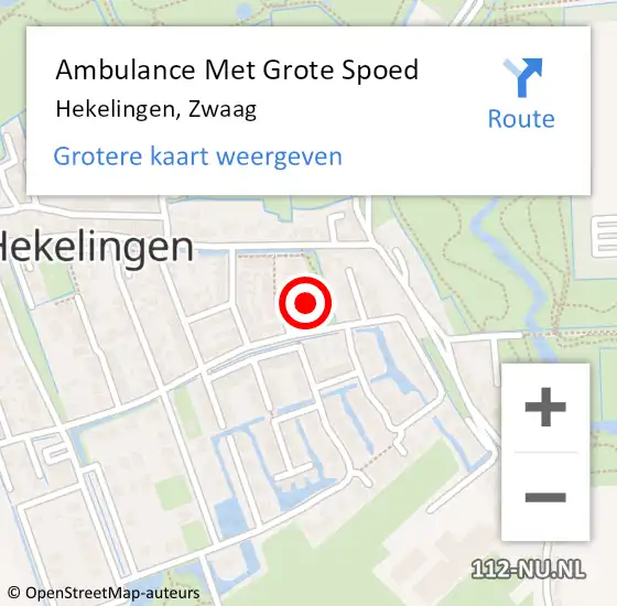 Locatie op kaart van de 112 melding: Ambulance Met Grote Spoed Naar Hekelingen, Zwaag op 5 november 2023 11:37