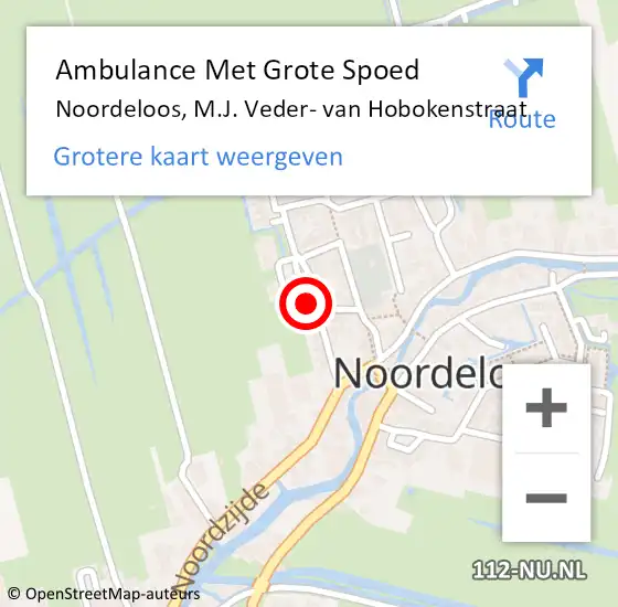 Locatie op kaart van de 112 melding: Ambulance Met Grote Spoed Naar Noordeloos, M.J. Veder- van Hobokenstraat op 5 november 2023 11:45