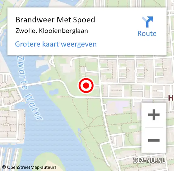 Locatie op kaart van de 112 melding: Brandweer Met Spoed Naar Zwolle, Klooienberglaan op 5 november 2023 11:46