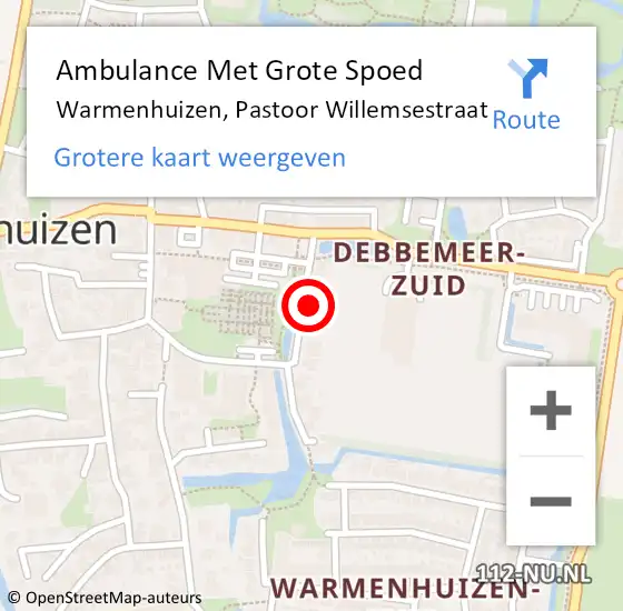 Locatie op kaart van de 112 melding: Ambulance Met Grote Spoed Naar Warmenhuizen, Pastoor Willemsestraat op 5 november 2023 11:59