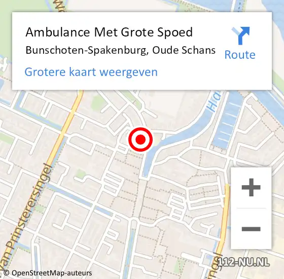 Locatie op kaart van de 112 melding: Ambulance Met Grote Spoed Naar Bunschoten-Spakenburg, Oude Schans op 14 september 2014 03:28