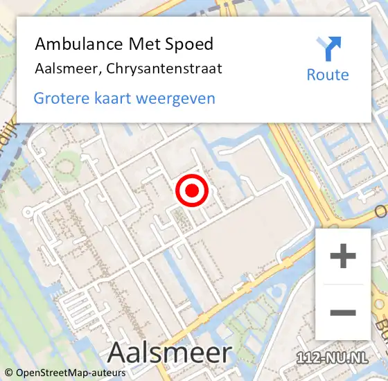 Locatie op kaart van de 112 melding: Ambulance Met Spoed Naar Aalsmeer, Chrysantenstraat op 5 november 2023 12:04