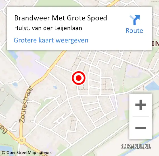 Locatie op kaart van de 112 melding: Brandweer Met Grote Spoed Naar Hulst, van der Leijenlaan op 5 november 2023 12:15