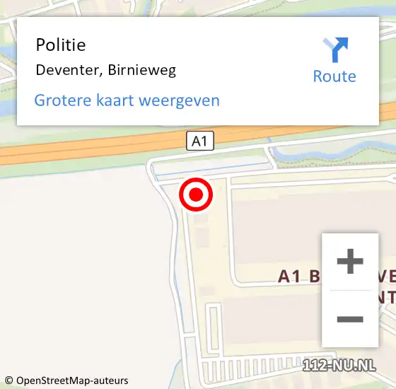 Locatie op kaart van de 112 melding: Politie Deventer, Birnieweg op 5 november 2023 12:17