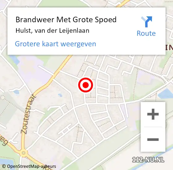 Locatie op kaart van de 112 melding: Brandweer Met Grote Spoed Naar Hulst, van der Leijenlaan op 5 november 2023 12:28