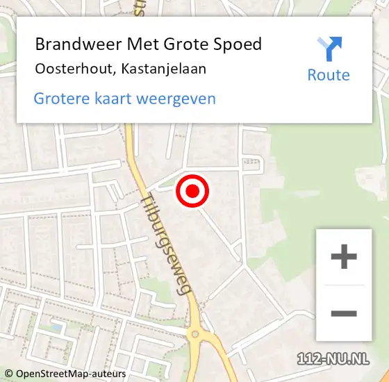 Locatie op kaart van de 112 melding: Brandweer Met Grote Spoed Naar Oosterhout, Kastanjelaan op 5 november 2023 12:45