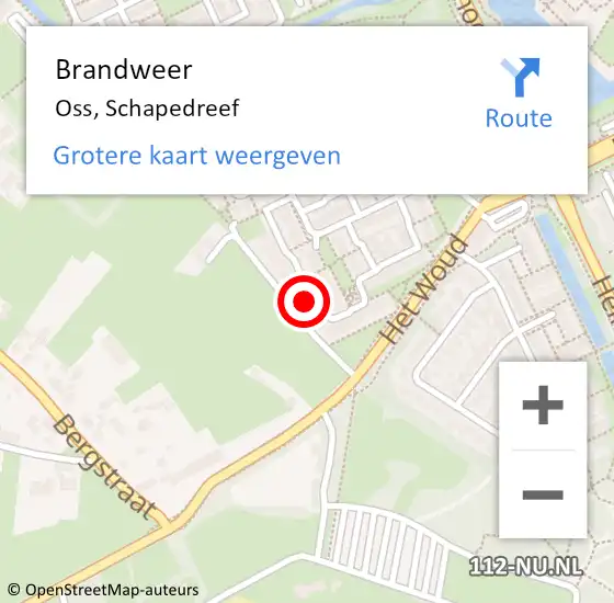 Locatie op kaart van de 112 melding: Brandweer Oss, Schapedreef op 5 november 2023 12:50