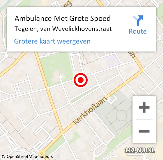 Locatie op kaart van de 112 melding: Ambulance Met Grote Spoed Naar Tegelen, van Wevelickhovenstraat op 5 november 2023 12:52