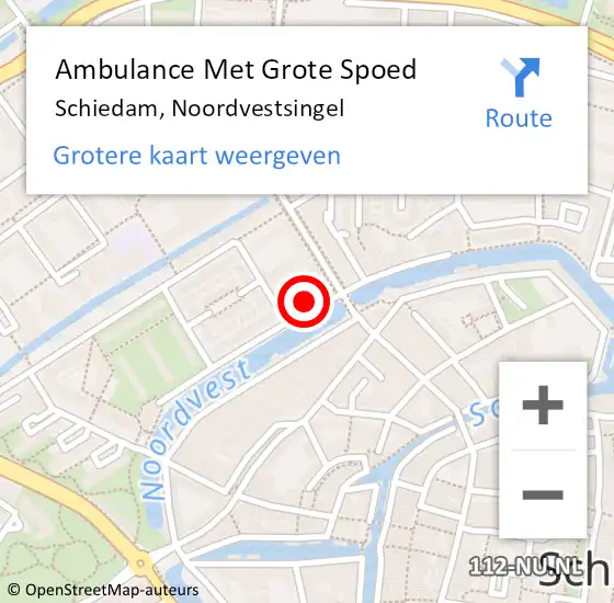 Locatie op kaart van de 112 melding: Ambulance Met Grote Spoed Naar Schiedam, Noordvestsingel op 5 november 2023 12:58