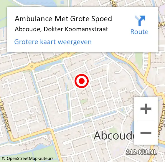 Locatie op kaart van de 112 melding: Ambulance Met Grote Spoed Naar Abcoude, Dokter Koomansstraat op 5 november 2023 13:26