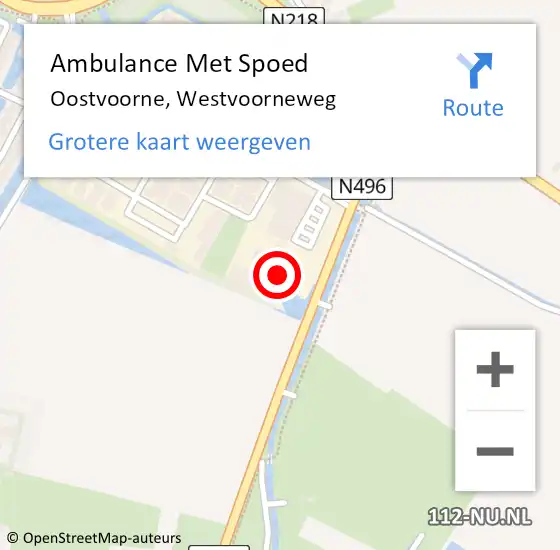 Locatie op kaart van de 112 melding: Ambulance Met Spoed Naar Oostvoorne, Westvoorneweg op 5 november 2023 14:05