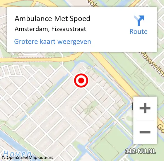 Locatie op kaart van de 112 melding: Ambulance Met Spoed Naar Amsterdam, Fizeaustraat op 5 november 2023 14:32