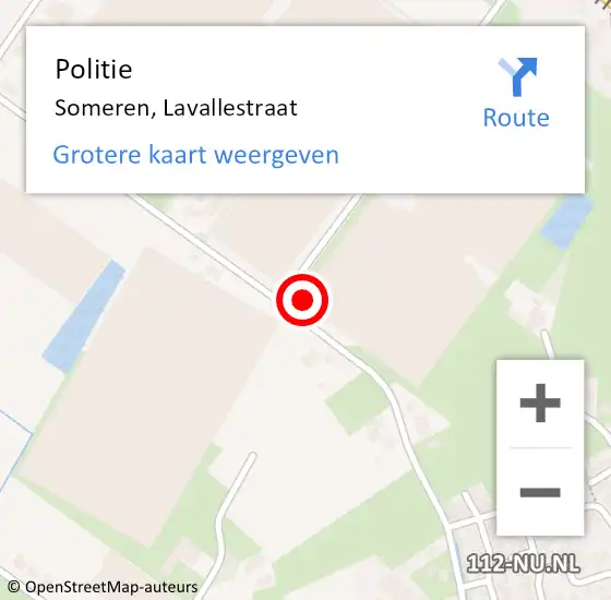 Locatie op kaart van de 112 melding: Politie Someren, Lavallestraat op 5 november 2023 14:41