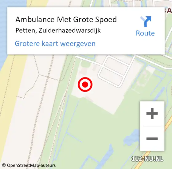 Locatie op kaart van de 112 melding: Ambulance Met Grote Spoed Naar Petten, Zuiderhazedwarsdijk op 5 november 2023 14:47