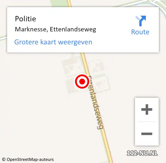Locatie op kaart van de 112 melding: Politie Marknesse, Ettenlandseweg op 5 november 2023 14:51