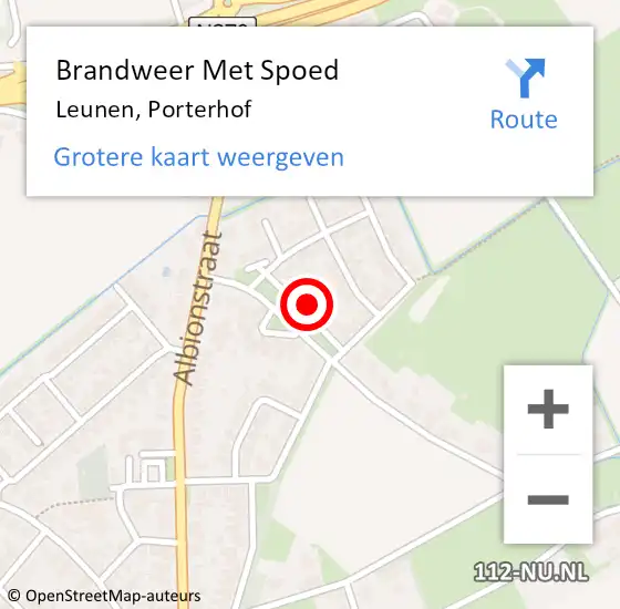 Locatie op kaart van de 112 melding: Brandweer Met Spoed Naar Leunen, Porterhof op 5 november 2023 15:33