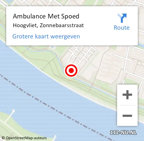 Locatie op kaart van de 112 melding: Ambulance Met Spoed Naar Hoogvliet, Zonnebaarsstraat op 5 november 2023 15:36