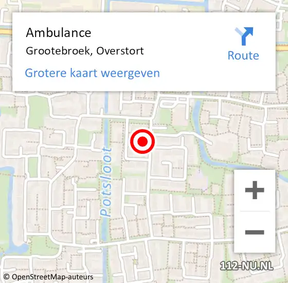 Locatie op kaart van de 112 melding: Ambulance Grootebroek, Overstort op 5 november 2023 16:03