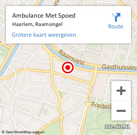 Locatie op kaart van de 112 melding: Ambulance Met Spoed Naar Haarlem, Raamsingel op 5 november 2023 16:13