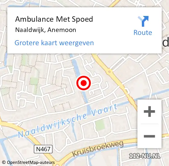 Locatie op kaart van de 112 melding: Ambulance Met Spoed Naar Naaldwijk, Anemoon op 5 november 2023 17:07