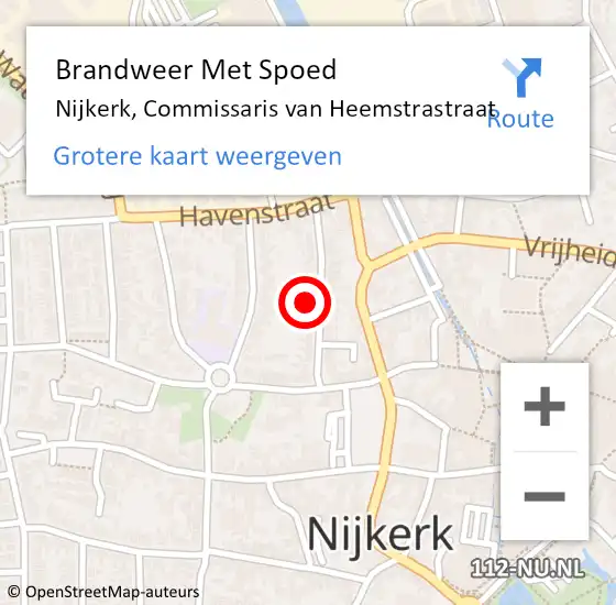 Locatie op kaart van de 112 melding: Brandweer Met Spoed Naar Nijkerk, Commissaris van Heemstrastraat op 5 november 2023 17:15