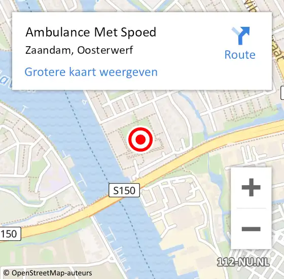 Locatie op kaart van de 112 melding: Ambulance Met Spoed Naar Zaandam, Oosterwerf op 5 november 2023 17:16