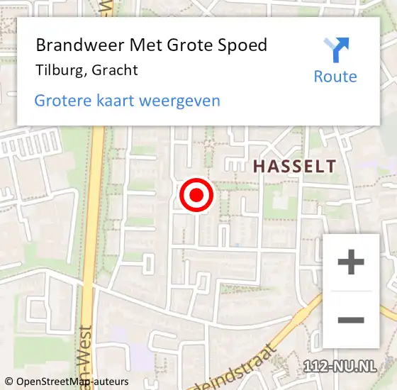 Locatie op kaart van de 112 melding: Brandweer Met Grote Spoed Naar Tilburg, Gracht op 5 november 2023 17:31