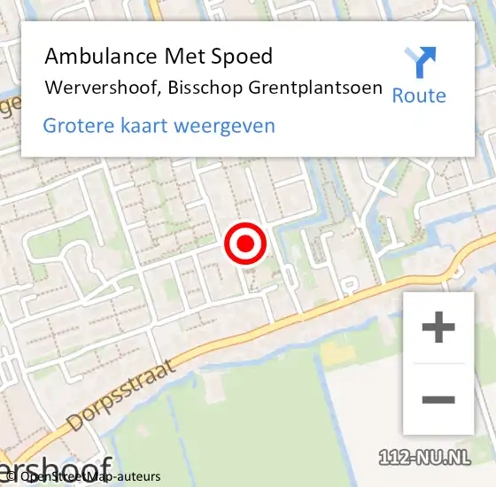 Locatie op kaart van de 112 melding: Ambulance Met Spoed Naar Wervershoof, Bisschop Grentplantsoen op 5 november 2023 17:33