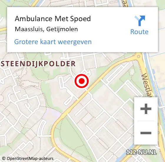 Locatie op kaart van de 112 melding: Ambulance Met Spoed Naar Maassluis, Getijmolen op 5 november 2023 17:41