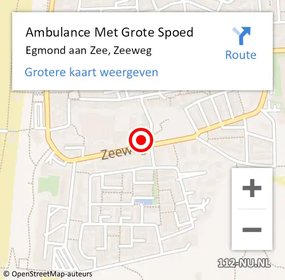 Locatie op kaart van de 112 melding: Ambulance Met Grote Spoed Naar Egmond aan Zee, Zeeweg op 5 november 2023 18:01