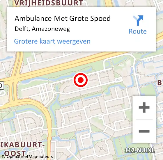 Locatie op kaart van de 112 melding: Ambulance Met Grote Spoed Naar Delft, Amazoneweg op 5 november 2023 18:10