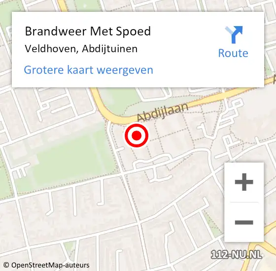 Locatie op kaart van de 112 melding: Brandweer Met Spoed Naar Veldhoven, Abdijtuinen op 5 november 2023 18:19