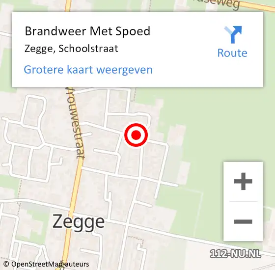 Locatie op kaart van de 112 melding: Brandweer Met Spoed Naar Zegge, Schoolstraat op 5 november 2023 18:30