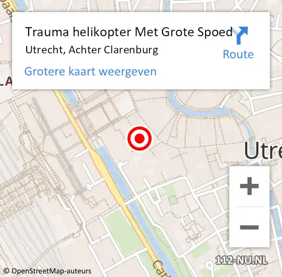 Locatie op kaart van de 112 melding: Trauma helikopter Met Grote Spoed Naar Utrecht, Achter Clarenburg op 5 november 2023 18:58