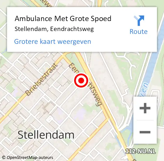 Locatie op kaart van de 112 melding: Ambulance Met Grote Spoed Naar Stellendam, Eendrachtsweg op 5 november 2023 19:03