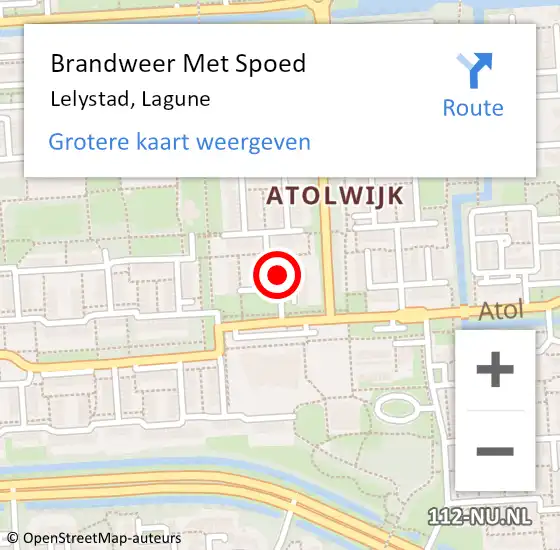 Locatie op kaart van de 112 melding: Brandweer Met Spoed Naar Lelystad, Lagune op 5 november 2023 19:40