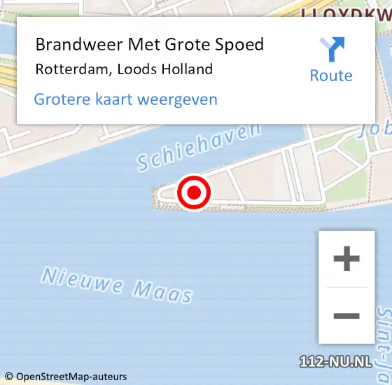 Locatie op kaart van de 112 melding: Brandweer Met Grote Spoed Naar Rotterdam, Loods Holland op 5 november 2023 19:41