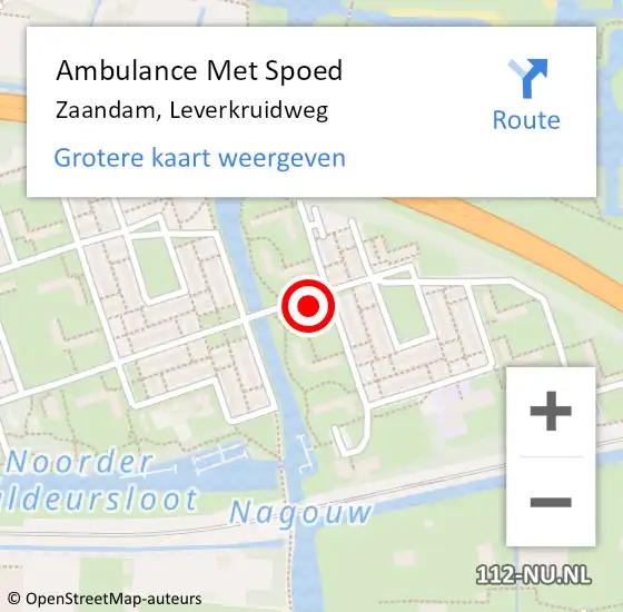 Locatie op kaart van de 112 melding: Ambulance Met Spoed Naar Zaandam, Leverkruidweg op 5 november 2023 19:55