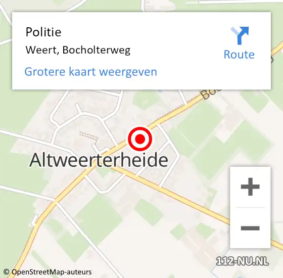 Locatie op kaart van de 112 melding: Politie Weert, Bocholterweg op 5 november 2023 20:01