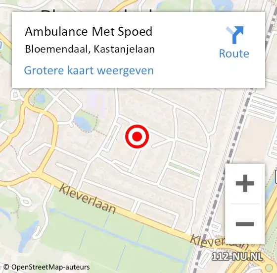 Locatie op kaart van de 112 melding: Ambulance Met Spoed Naar Bloemendaal, Kastanjelaan op 5 november 2023 20:15