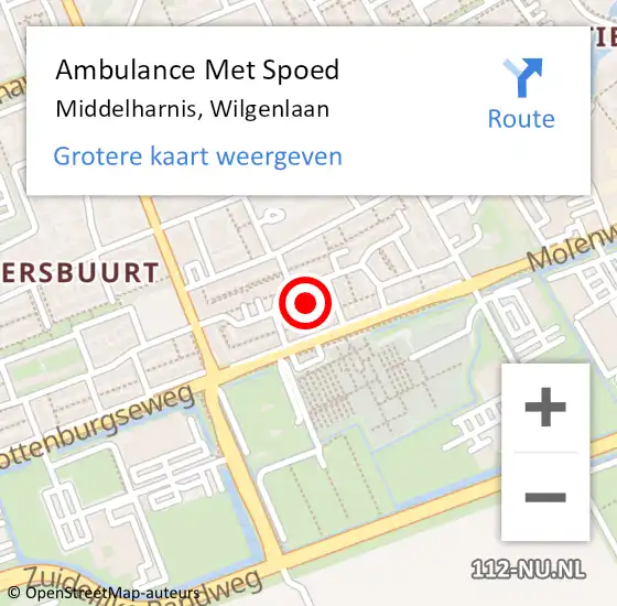 Locatie op kaart van de 112 melding: Ambulance Met Spoed Naar Middelharnis, Wilgenlaan op 5 november 2023 20:33