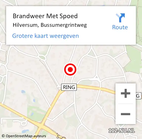 Locatie op kaart van de 112 melding: Brandweer Met Spoed Naar Hilversum, Bussumergrintweg op 5 november 2023 20:42