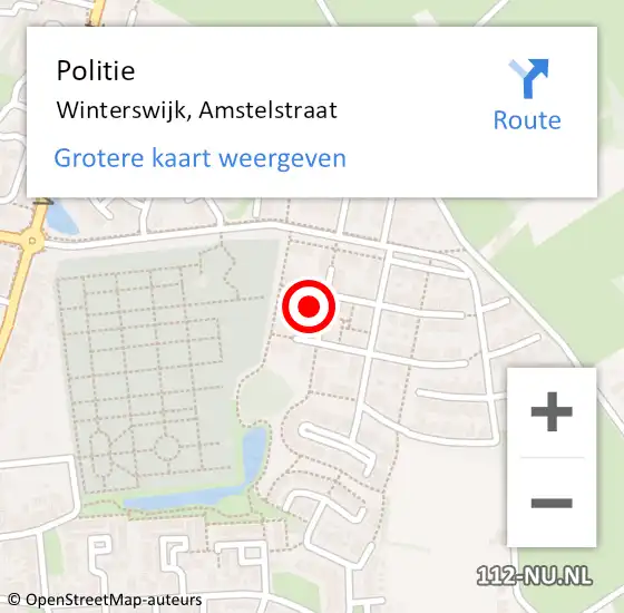 Locatie op kaart van de 112 melding: Politie Winterswijk, Amstelstraat op 5 november 2023 20:47