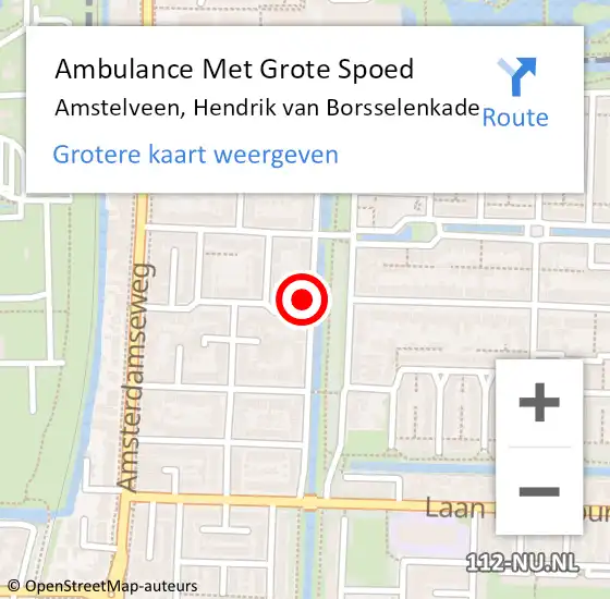 Locatie op kaart van de 112 melding: Ambulance Met Grote Spoed Naar Amstelveen, Hendrik van Borsselenkade op 5 november 2023 21:05