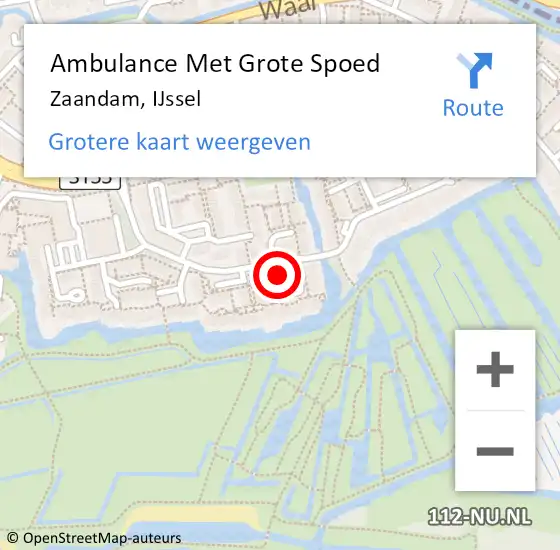 Locatie op kaart van de 112 melding: Ambulance Met Grote Spoed Naar Zaandam, IJssel op 5 november 2023 21:12
