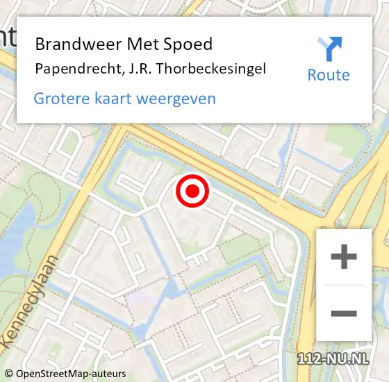 Locatie op kaart van de 112 melding: Brandweer Met Spoed Naar Papendrecht, J.R. Thorbeckesingel op 5 november 2023 21:14