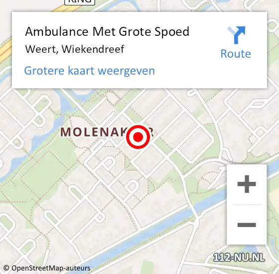 Locatie op kaart van de 112 melding: Ambulance Met Grote Spoed Naar Weert, Wiekendreef op 5 november 2023 21:42