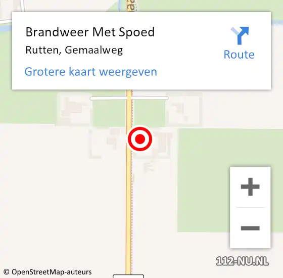 Locatie op kaart van de 112 melding: Brandweer Met Spoed Naar Rutten, Gemaalweg op 5 november 2023 21:45