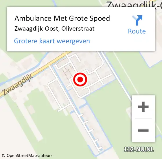 Locatie op kaart van de 112 melding: Ambulance Met Grote Spoed Naar Zwaagdijk-Oost, Oliverstraat op 5 november 2023 21:53